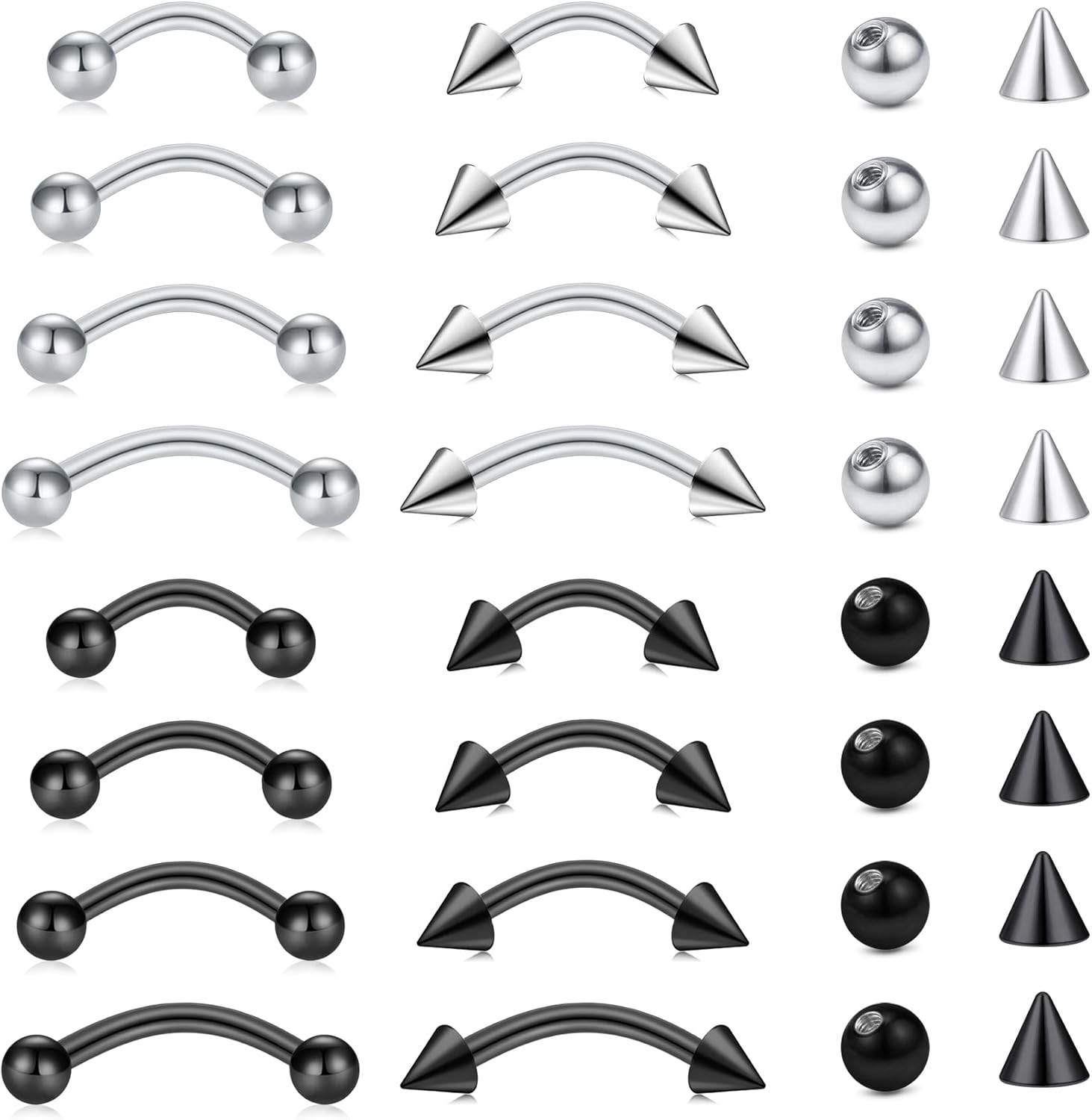 Body Jewelry Vertical Labret - Lot de 32 pièces en acier