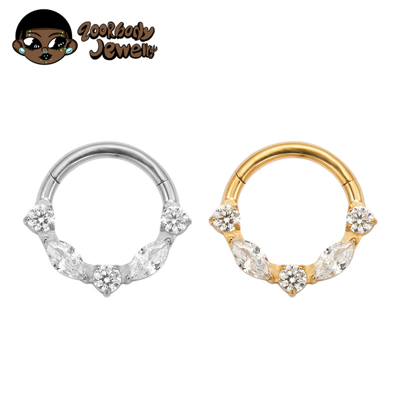 Zoor Body Jewelry - ASTM F136 titane Marquise CZ Segment