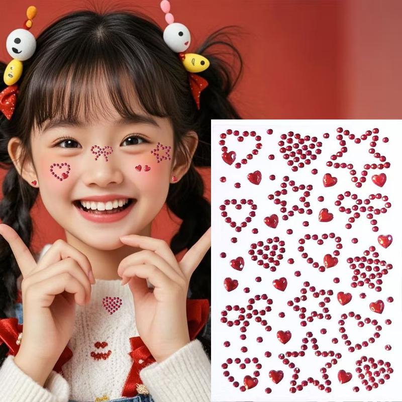 Body Jewelry Stickers - 1 feuille d'autocollants en strass colorés
