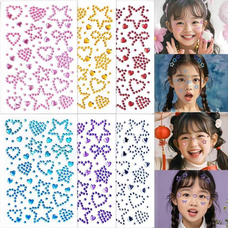 Body Jewelry Stickers - 1 feuille d'autocollants en strass colorés