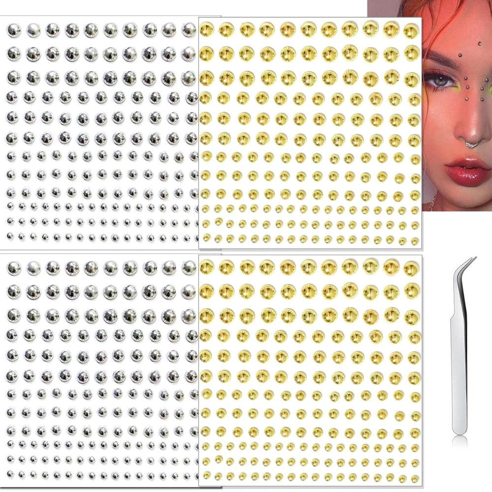 Body Jewelry Stickers - Lot de 661 faux piercings faciaux,