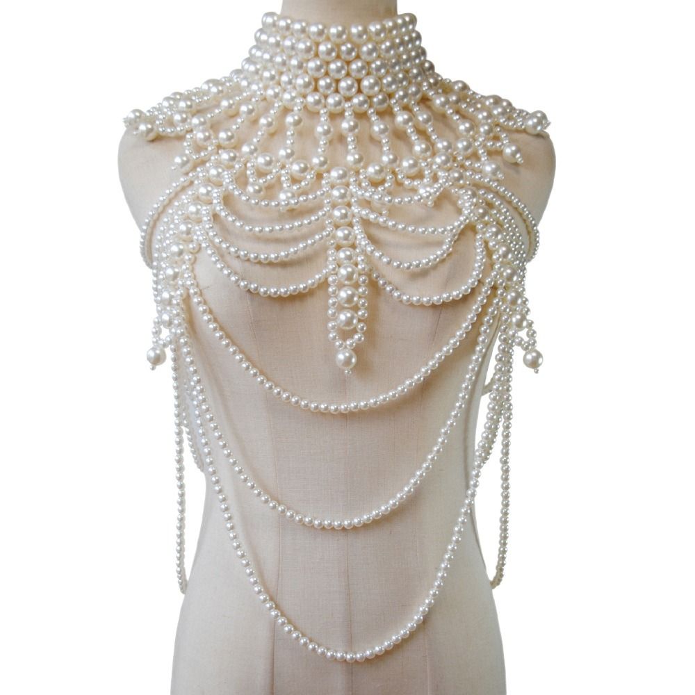 Body Jewelry Necklace - Collier de perles simulées à plusieurs