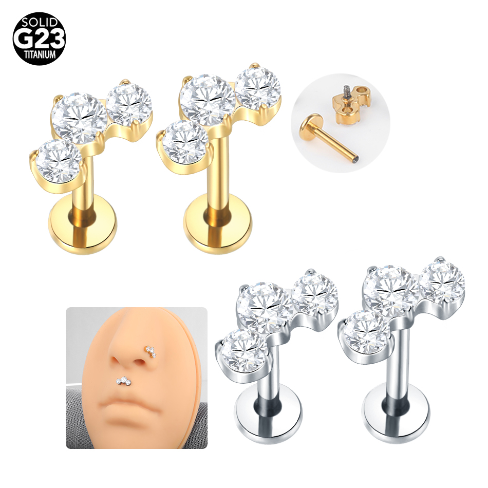 Zoor Body Jewelry - 1/5 pièces titane Piercing CZ Labret