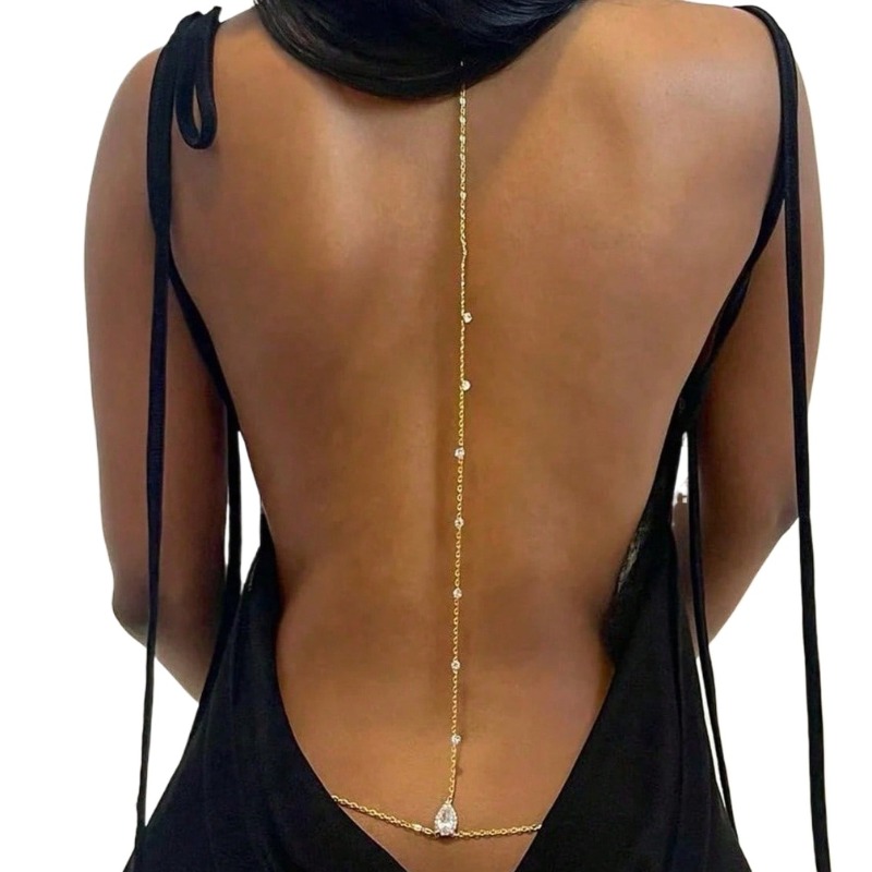 Body Jewelry Necklace - Mariée dos nu strass goutte d'eau