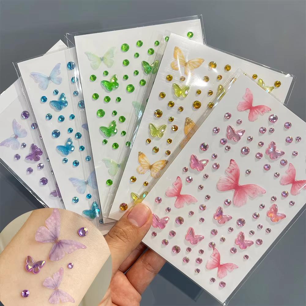 Body Jewelry Stickers - 1sheet yeux visage maquillage papillon cristal
