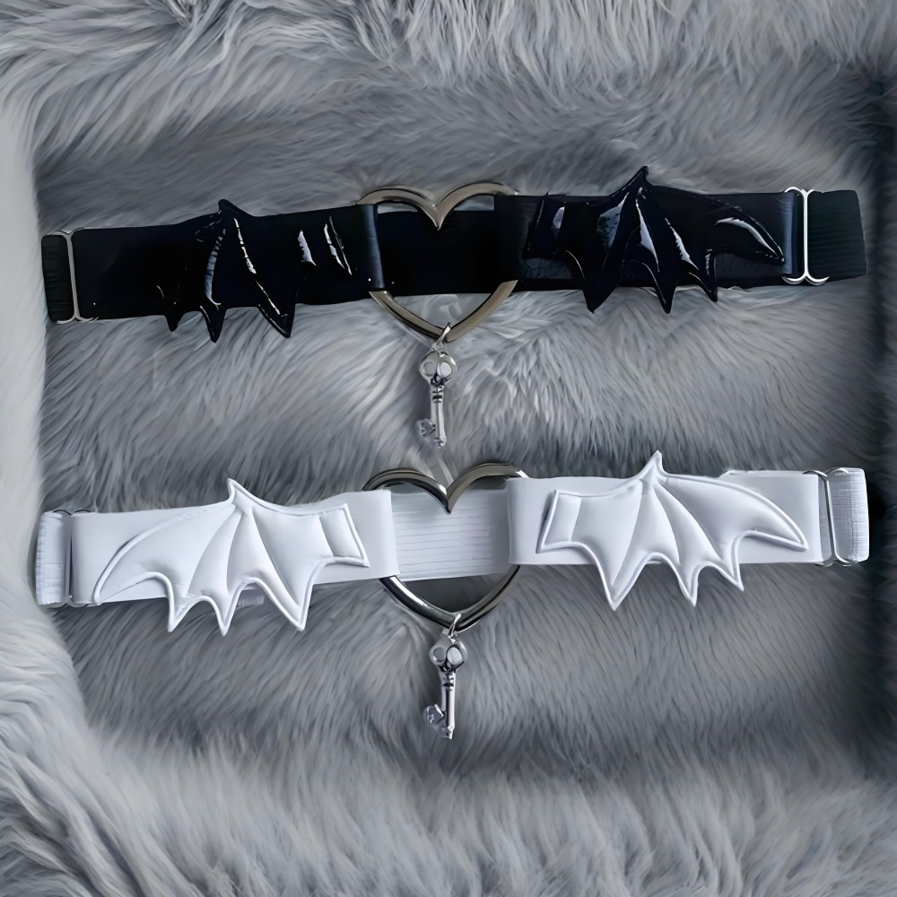 Body Jewelry Outfit - Gothique Harajuku noir coeur aile jambe