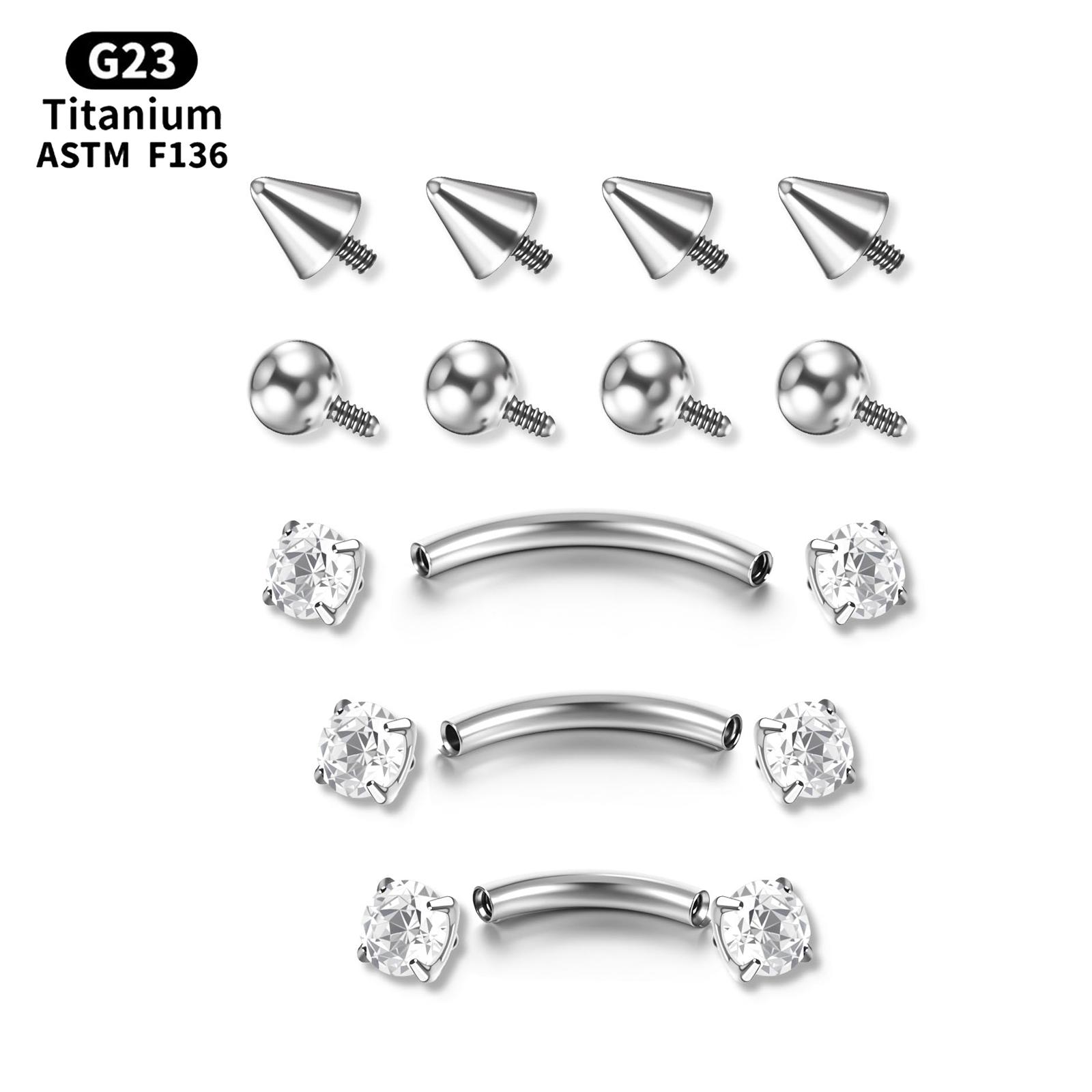 17pcs/Set Titanium fil interne - Body Jewelry Vertical Labret avis et prix