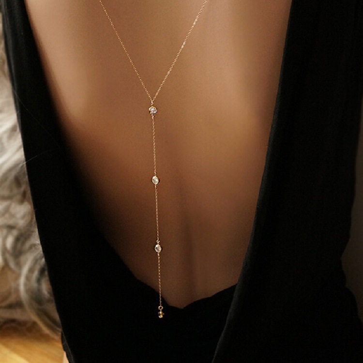 Collier chaîne arrière en stra - Body Jewelry Necklace avis et prix