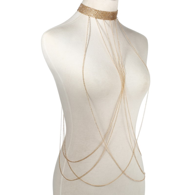 Chaîne de corps couleur or pou - Body Jewelry Outfit avis et prix