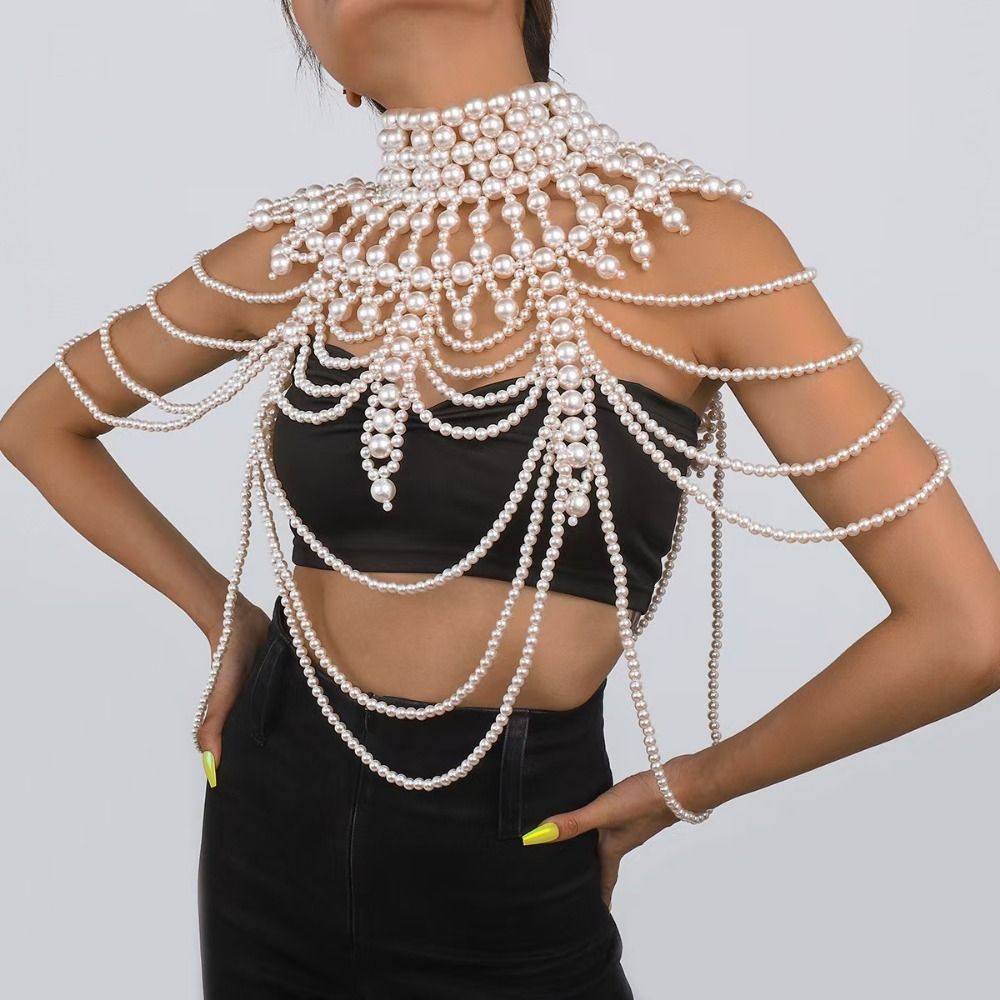 Collier de perles simulées à p - Body Jewelry Necklace avis et prix