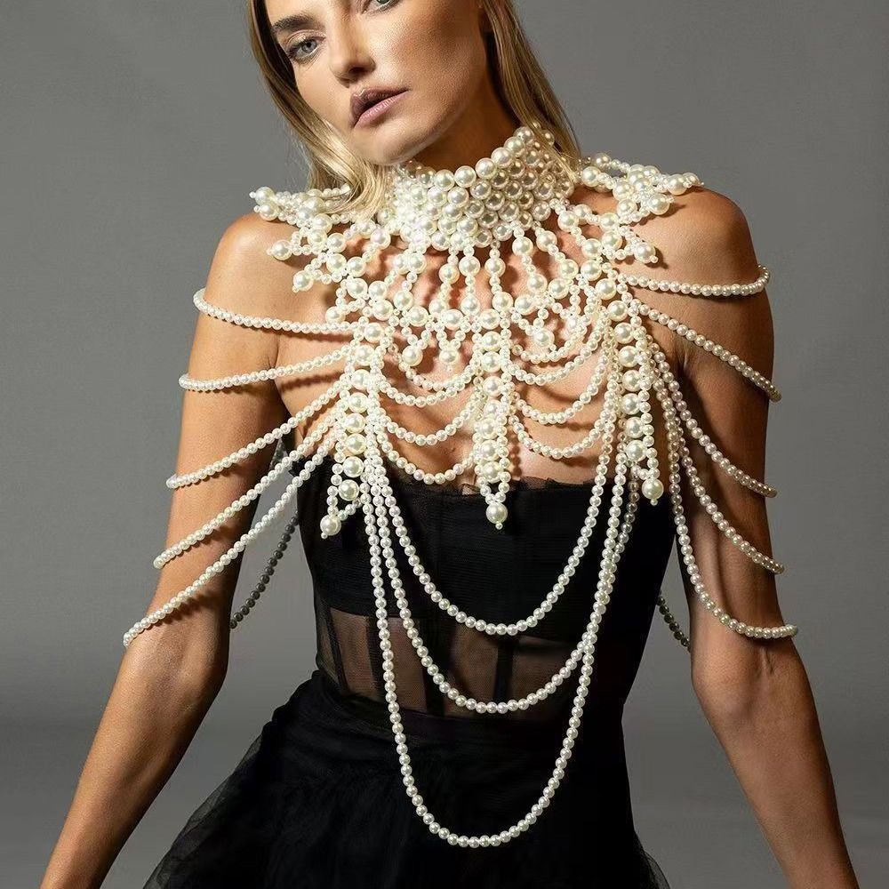 Collier de perles simulées à p - Body Jewelry Necklace avis et prix