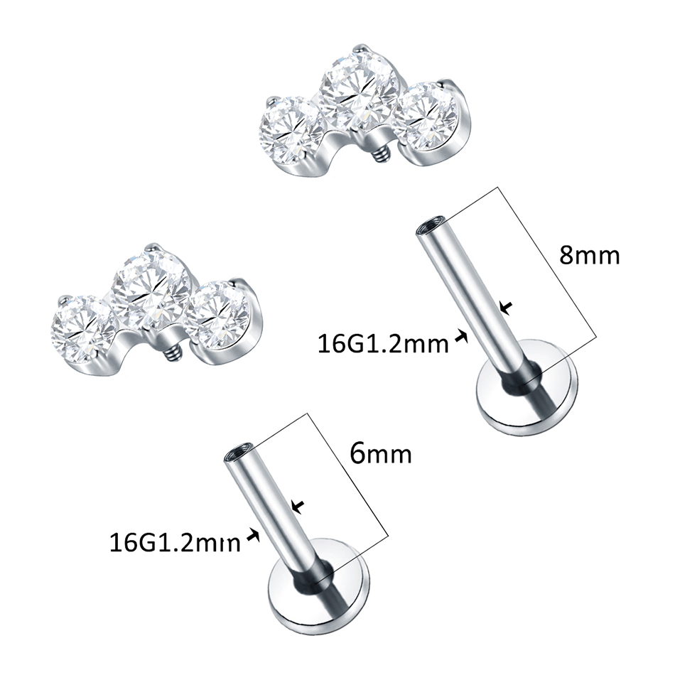 1/5 pièces titane Piercing CZ  - Zoor Body Jewelry avis et prix